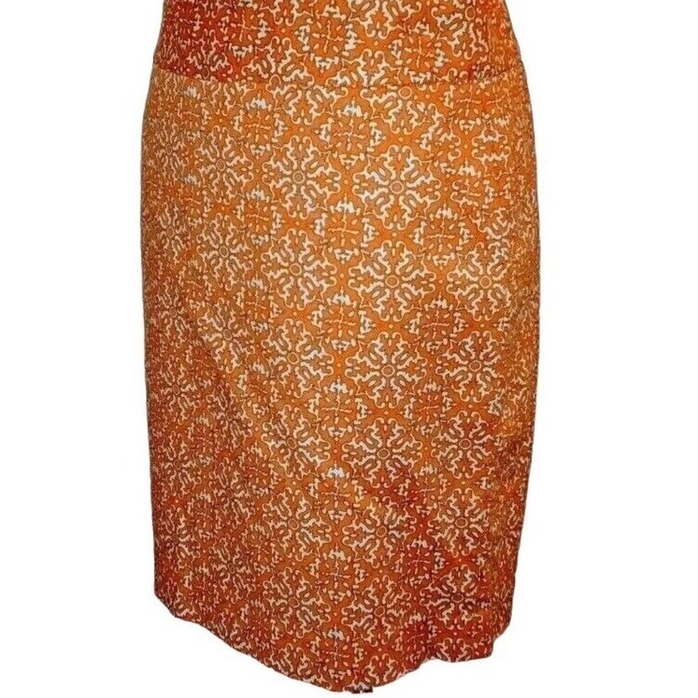 Rafaella Petite Womens Pencil Skirt Size 6P Orange White